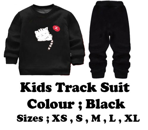 Black Cat Printed Kids Tracksuit | Winter Fleece Sweatshirt & Trouser Set for Boys & Girls – Warm, Cozy & Stylish Outfit FOR BABY AND KIDS