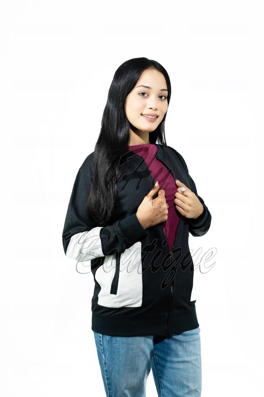 Winter Collection Women’s Black & White Printed Jacket | Stylish & Warm Outerwear | Trendy Winter Fashion for Ladies