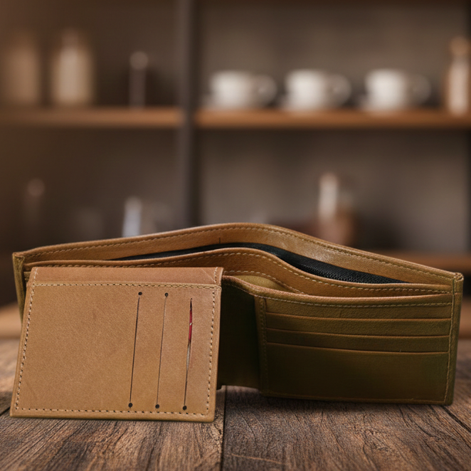 Leather Bifold Wallet With Extra Card Holder Insert For Convenient Storage And Classic Style - Brown