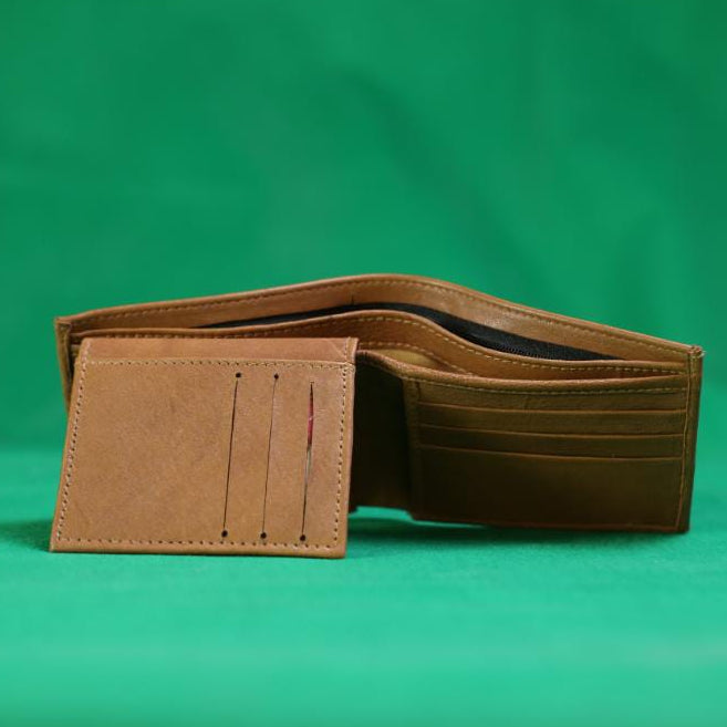 Leather Bifold Wallet With Extra Card Holder Insert For Convenient Storage And Classic Style - Brown