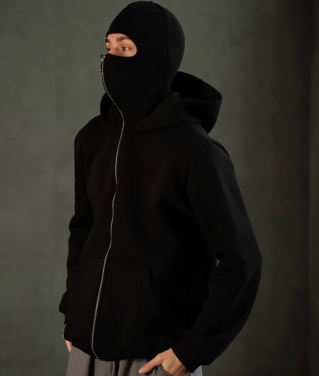 Balaclava Winter Zipper Hoodie Providing Warm Protection With Comfortable Fit Everyday Winter Wear - Large