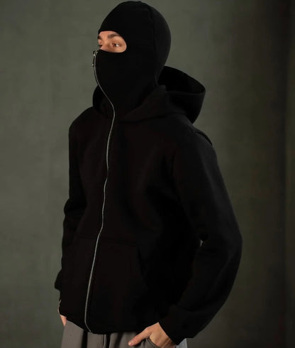 Balaclava Winter Zipper Hoodie Providing Warm Protection With Comfortable Fit Everyday Winter Wear - Large