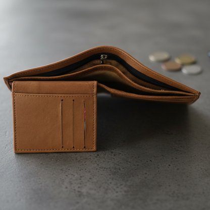 Leather Bifold Wallet With Extra Card Holder Insert For Convenient Storage And Classic Style - Brown