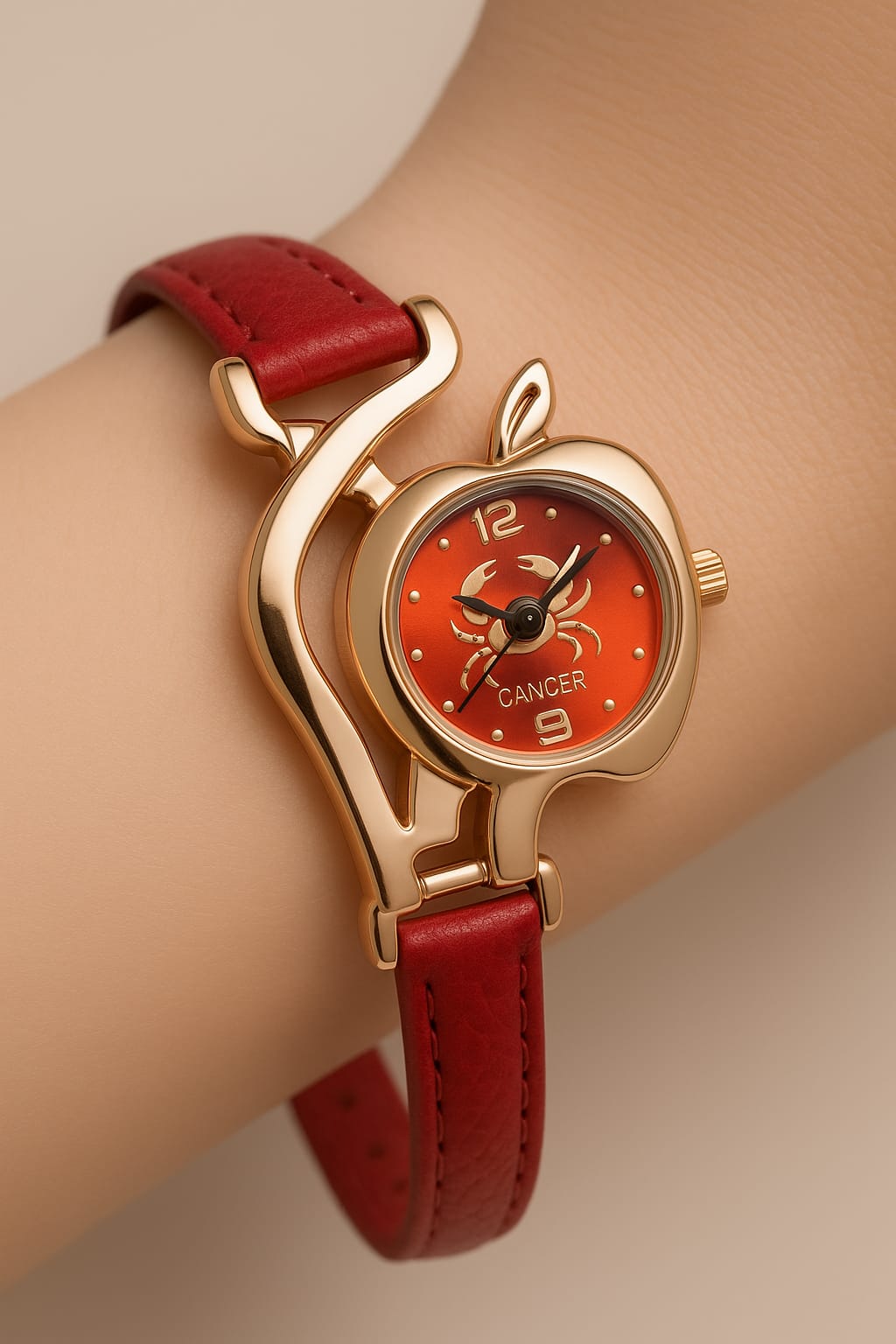 Apple Shape Woman Watch Elegant Design Stylish Appearance Comfortable Fit Durable Build Reliable Daily Use
