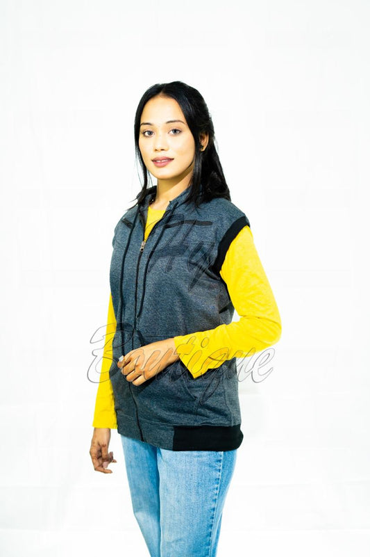 Winter Collection Dark Grey Sleeveless Jacket for Women | Stylish & Warm Body Warmer | Trendy Winter Layering Outerwear