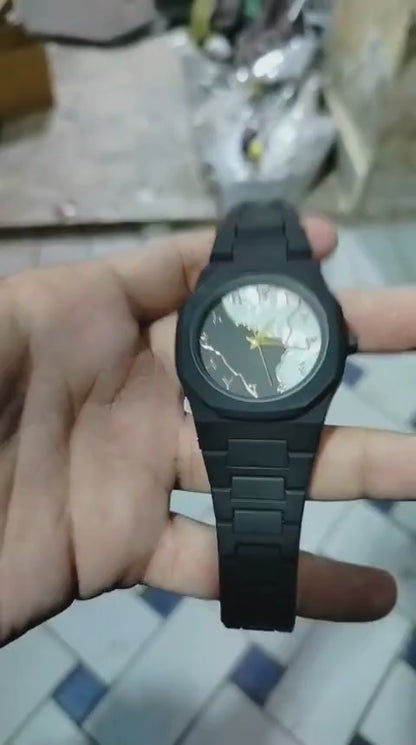 Black Aura Watch Elegant Design Durable Build Comfortable Strap Clear Display Perfect For Daily Wear And Special Occasions