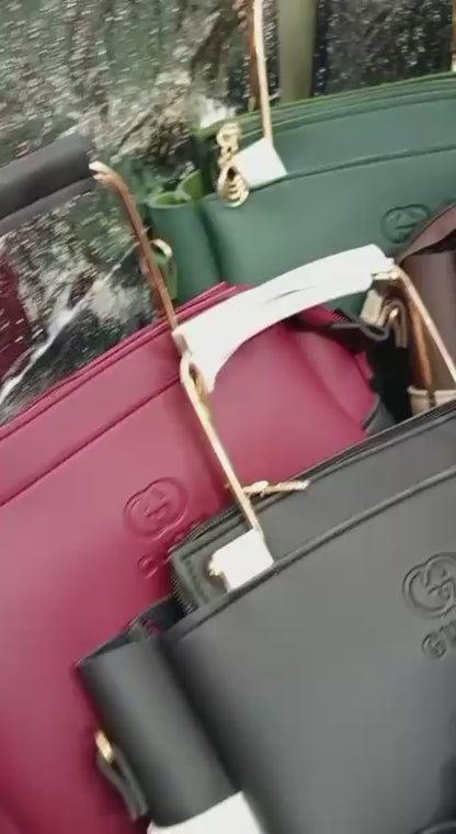 Ladies Handbag With Match Small Pouch Elegant Design Premium Quality - Brown