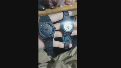 Black Aura Couple Watch – Elegant Matching Timepieces, Stylish Fashion Accessories for Men and Women-without box